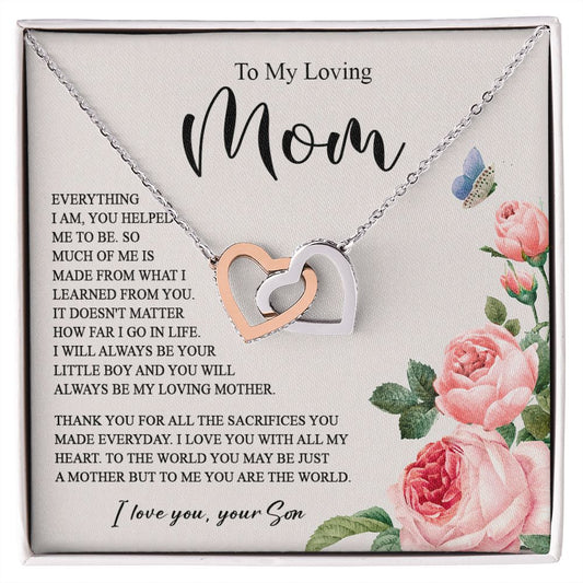 628D To My Loving Mom Necklace, Gift for Mom from Son, Mother's Day Jewelry Gifts