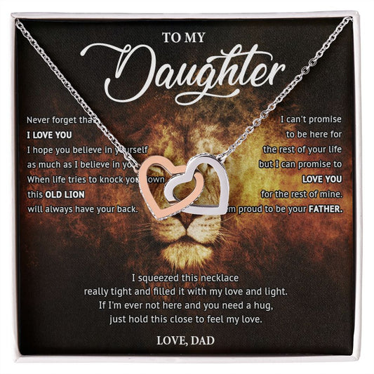 502D To My Daughter Gift from Dad, Heart Necklace for Daughter Christmas Gift for Her