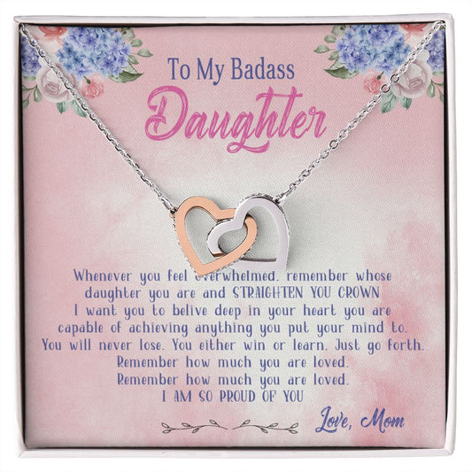 47D To My Badass Daughter Necklace From Mom, Badass Daughter Necklace Birthday