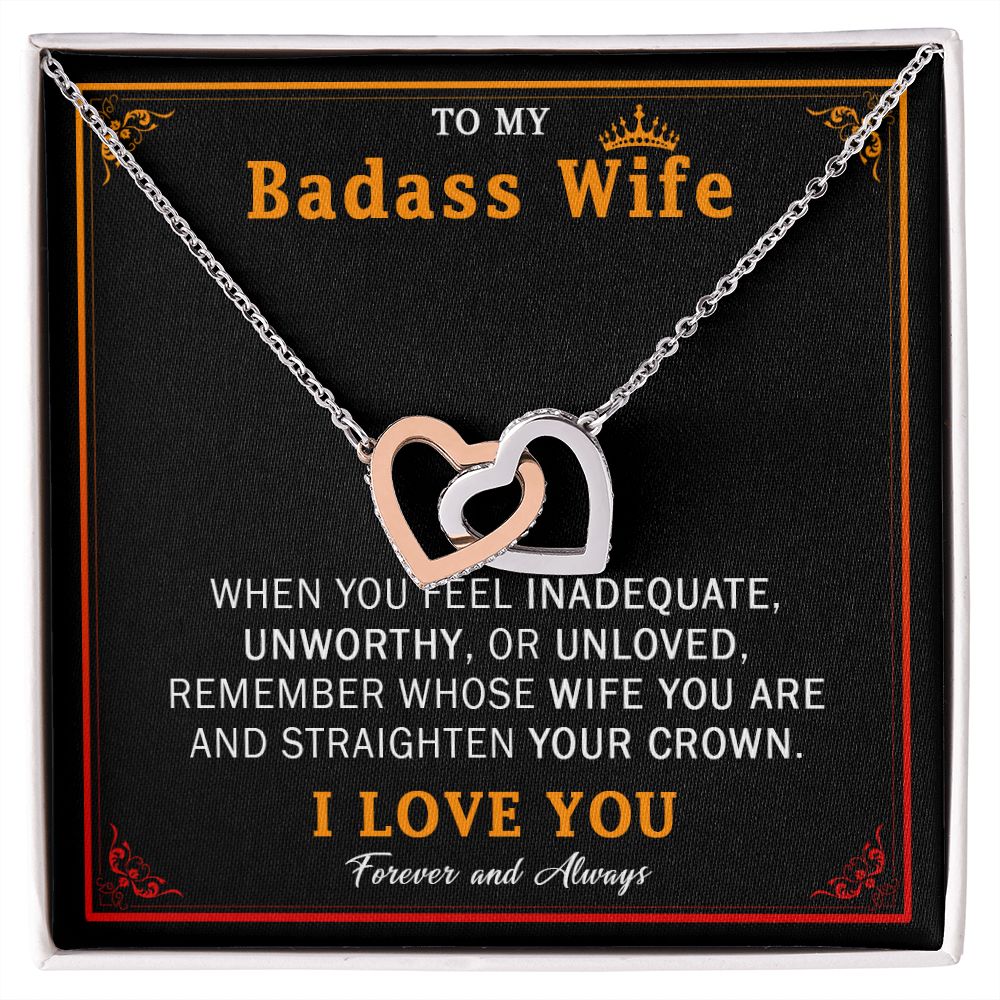 559D Wife Necklace Gift From Husband, Badass Wife Crown Love Knot, Wife Necklace Gift
