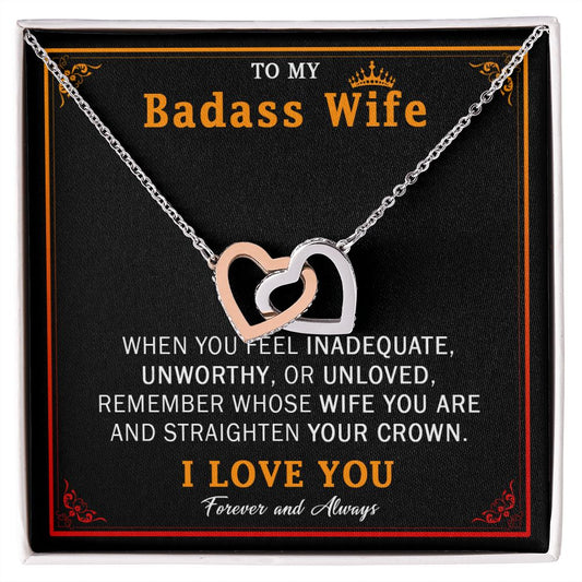 559D Wife Necklace Gift From Husband, Badass Wife Crown Love Knot, Wife Necklace Gift