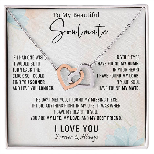 562D To my Soulmate Necklace, Birthday Gifts for Her, Love Gifts for Wife Girlfriend
