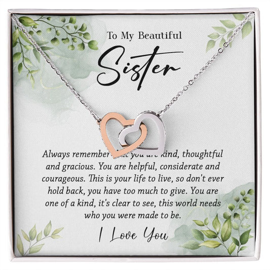 624D To My Sister Necklace,Christmas Birthday Gift For Sister From Brother/Sister