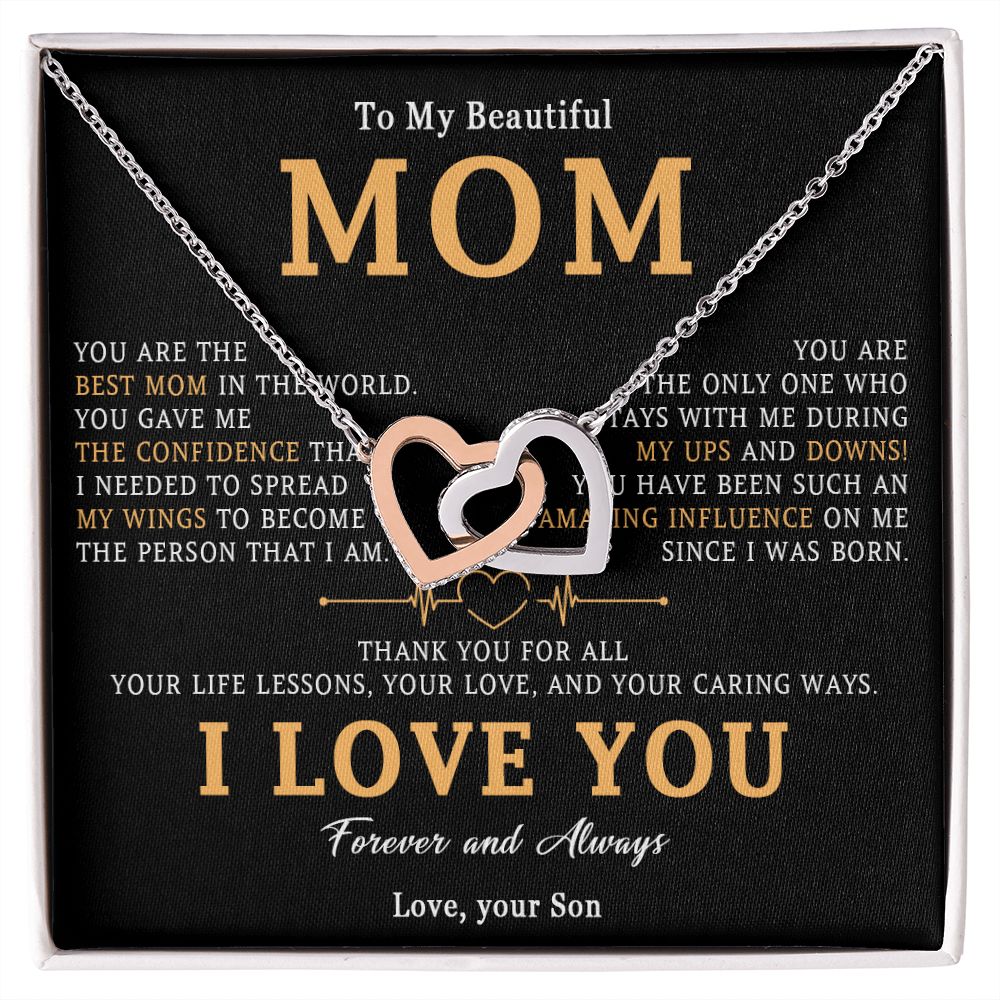516D To My Beautiful Mom Necklace, Mom Gift, Mom Birthday Gift from Son, Love Gifts
