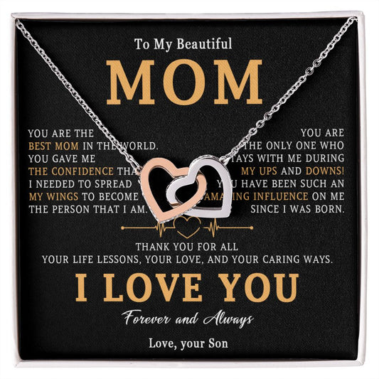 516D To My Beautiful Mom Necklace, Mom Gift, Mom Birthday Gift from Son, Love Gifts