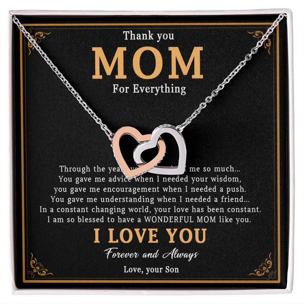 519D Thank You Mom Necklace, Mom Necklace Love Gift, Mom Birthday Gift From Son