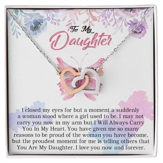 24D Butterfly To My Daughter Necklace, Gift Birthday, Holiday, Daughter Necklace