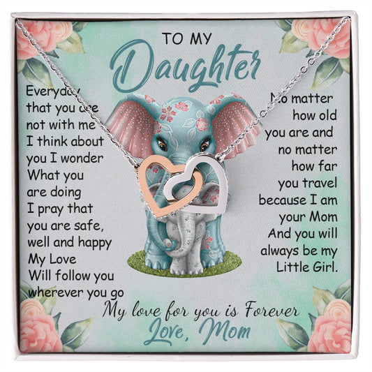 57D To My Daughter Necklace, Gift For Daughter From Mom, Daughter Mother Elephant