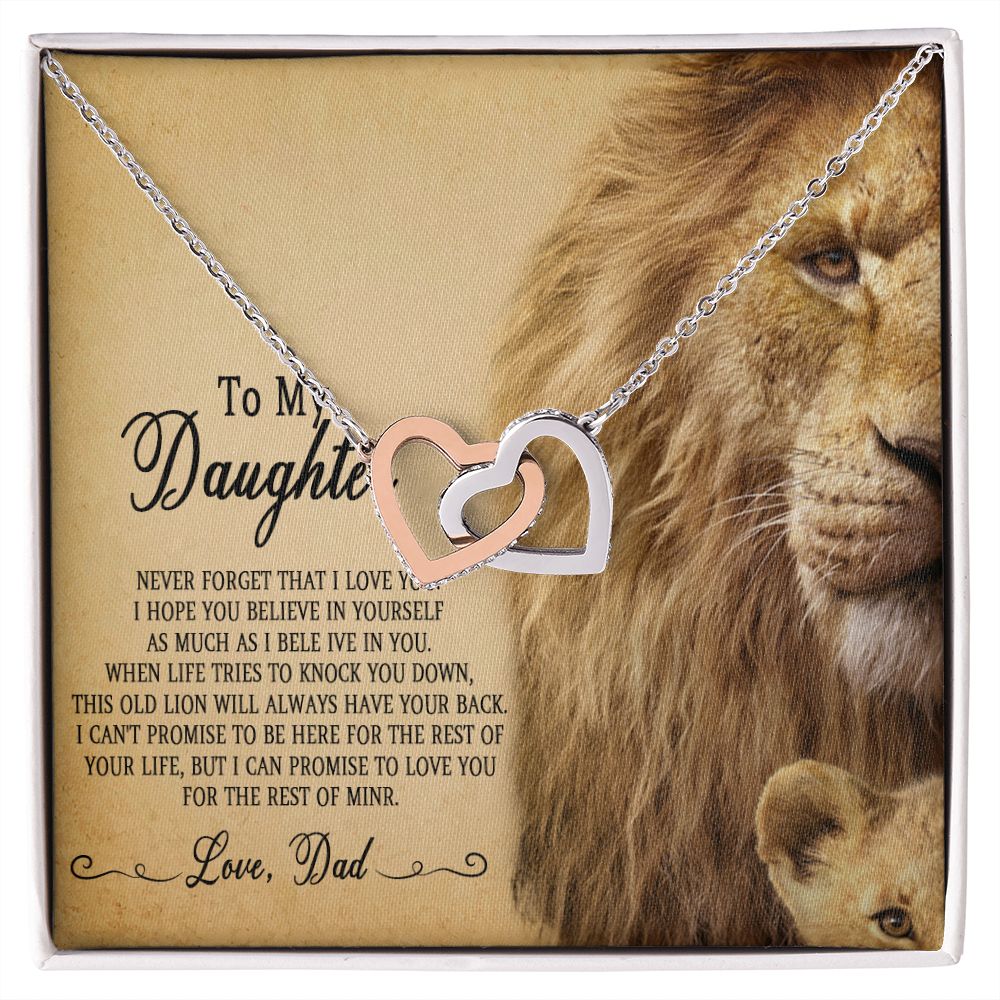 51D To My Daughter Necklace, Gift For Daughter From Dad, Daughter Father Lion