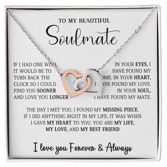 458D To My Soulmate Necklace,Birthday Gift For Wife Girlfriend From Husband,Xmas Gift