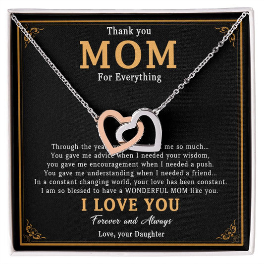 518D Love my Mom Necklace, Thank You Mom Necklace, Mom Birthday Gift From Daughter