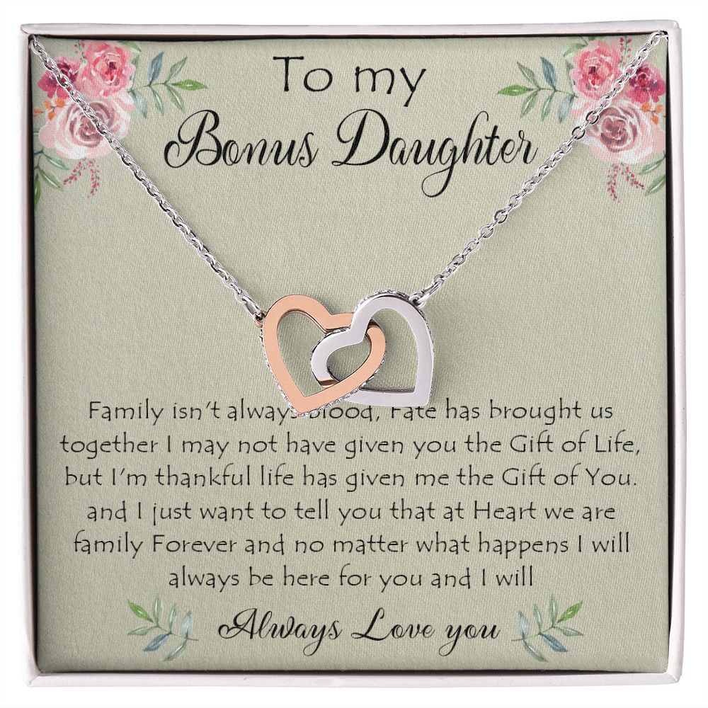 41D To My Bonus Daughter Necklace Gift From Mom Dad, Always Love You, Gift Birthday