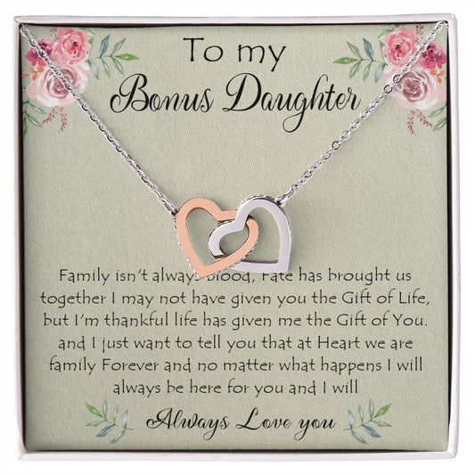 41D To My Bonus Daughter Necklace Gift From Mom Dad, Always Love You, Gift Birthday