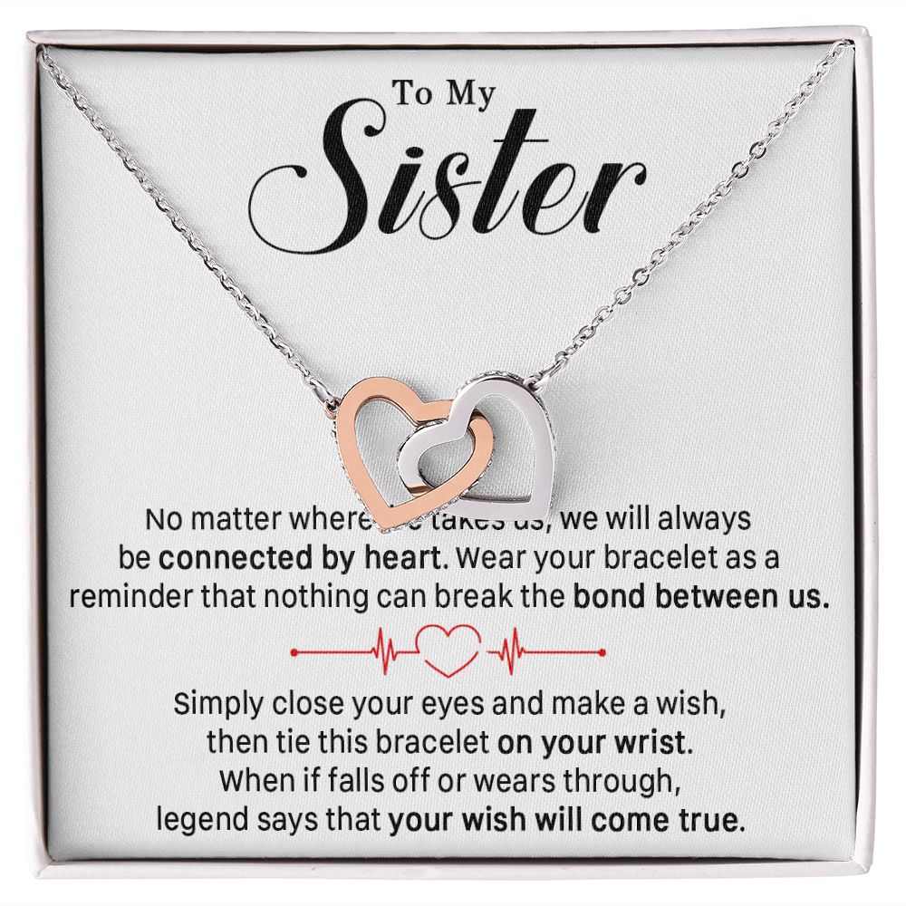 545D To My Sister Necklace, Sister Best Friends Love Heart Necklace, Birthday Gifts