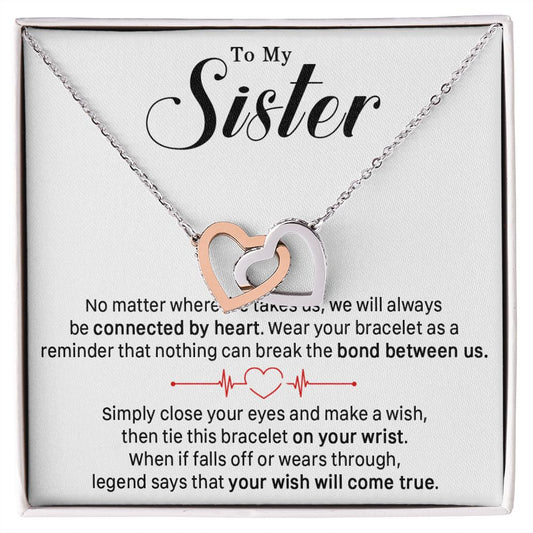 545D To My Sister Necklace, Sister Best Friends Love Heart Necklace, Birthday Gifts