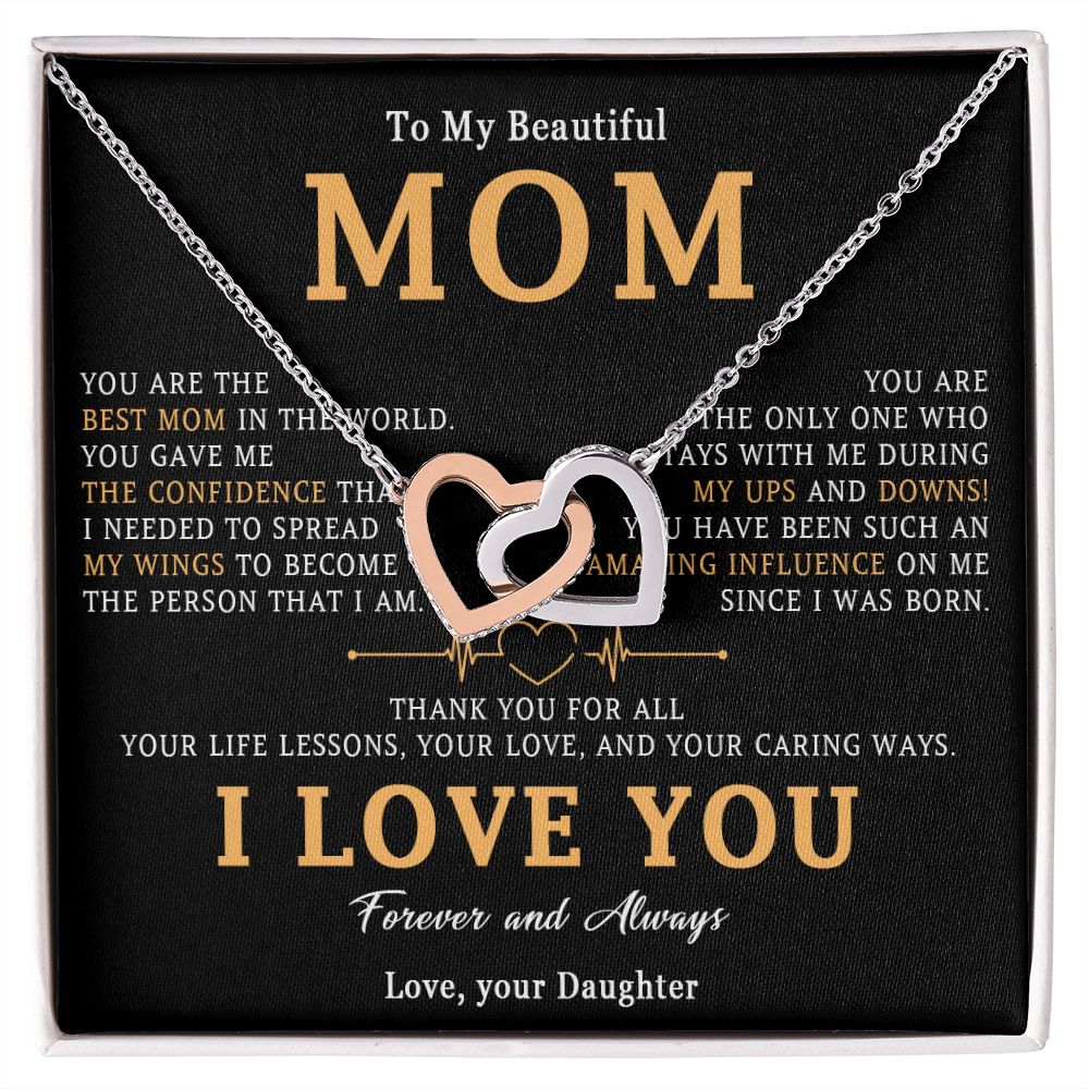 517D To My Beautiful Mom Necklace, Love Mom Gift, Mom Birthday Gift from Daughter