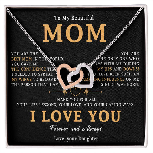517D To My Beautiful Mom Necklace, Love Mom Gift, Mom Birthday Gift from Daughter