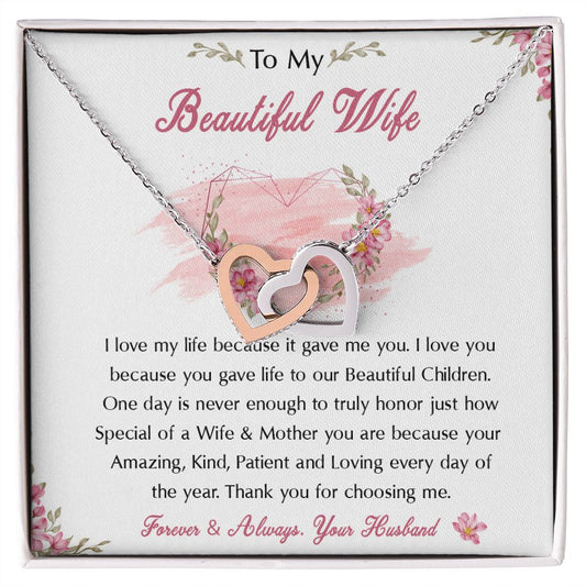 98D To My Beautiful Wife Necklace, Wife Necklace Gift from Husband, Birthday Gift