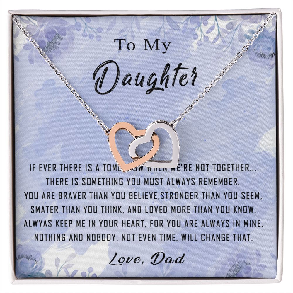 100D To My Daughter Necklace From Dad Father You're Braver Stronger Smarter Daughter