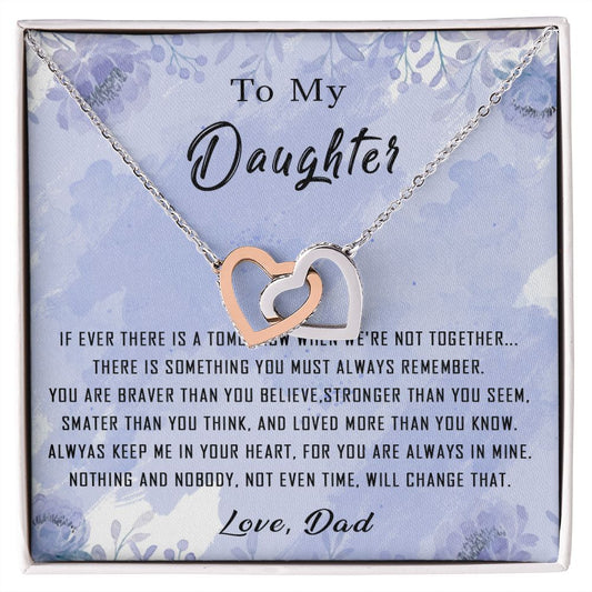 100D To My Daughter Necklace From Dad Father You're Braver Stronger Smarter Daughter