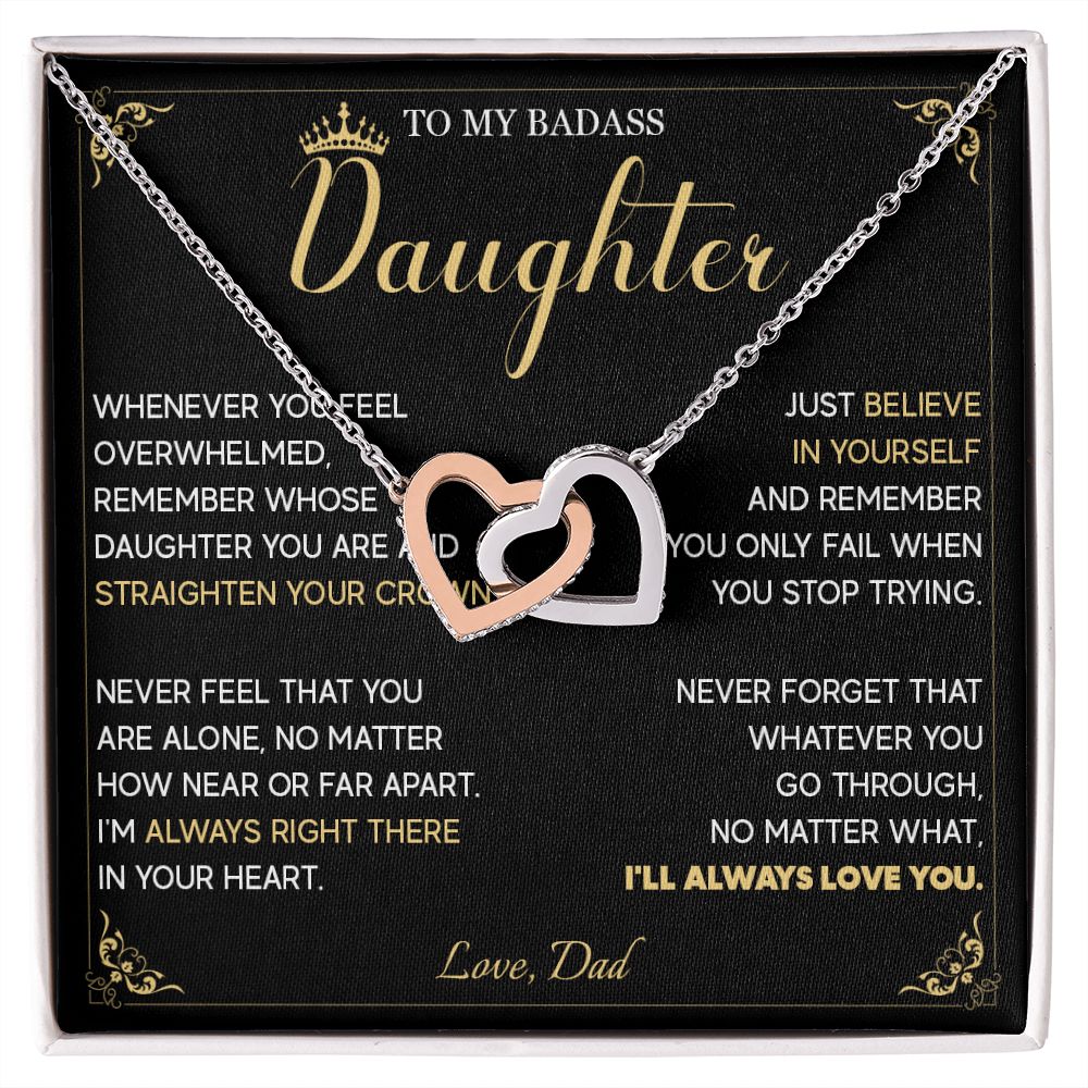 513D To My Badass Daughter Crown Necklace, Birthday Gift For Badass Daughter From Dad