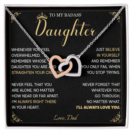 513D To My Badass Daughter Crown Necklace, Birthday Gift For Badass Daughter From Dad