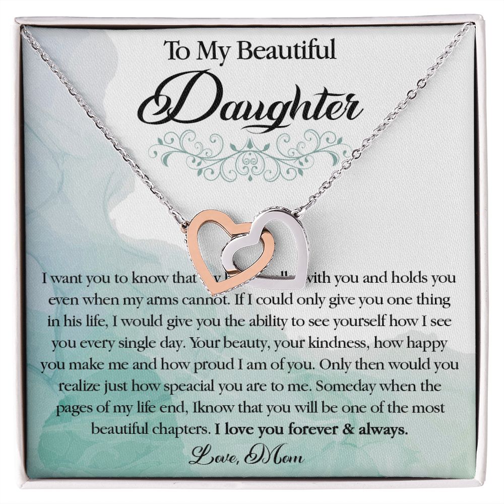 25D To My Beautiful Daughter Necklace, Gift Birthday From Mom For Daughter
