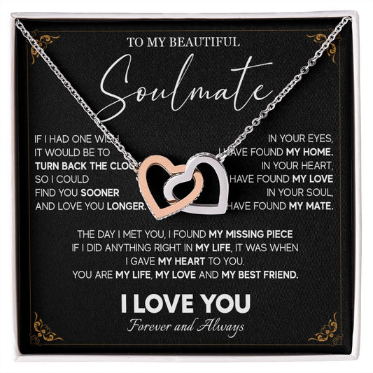 512D To My Beautiful Soulmate Necklace, Gift for Girlfriend, Wife, Anniversary Gift