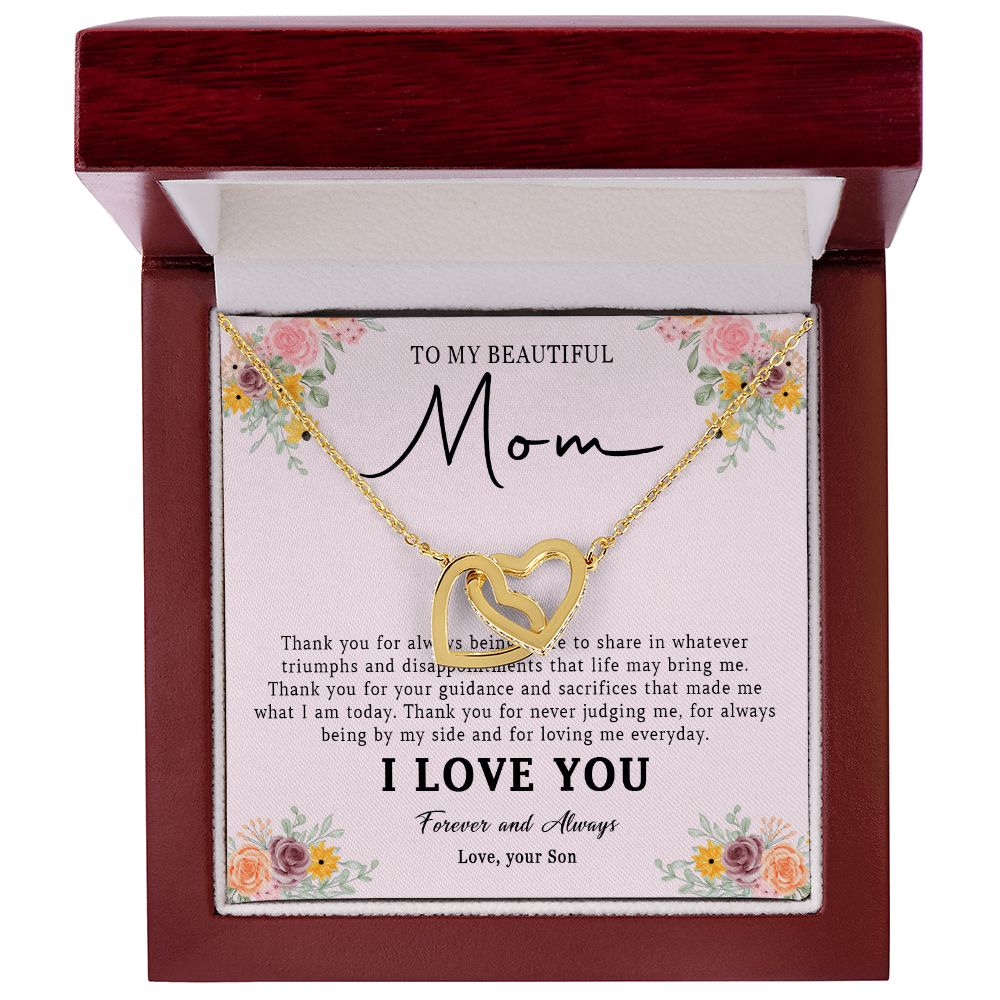 520D Love Mom Necklace, To My Beautiful Mom Necklace, Mom Birthday Gift from Son