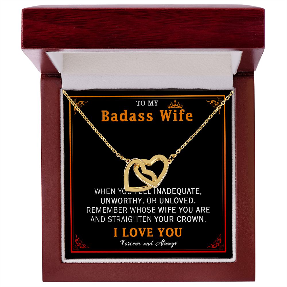 559D Wife Necklace Gift From Husband, Badass Wife Crown Love Knot, Wife Necklace Gift