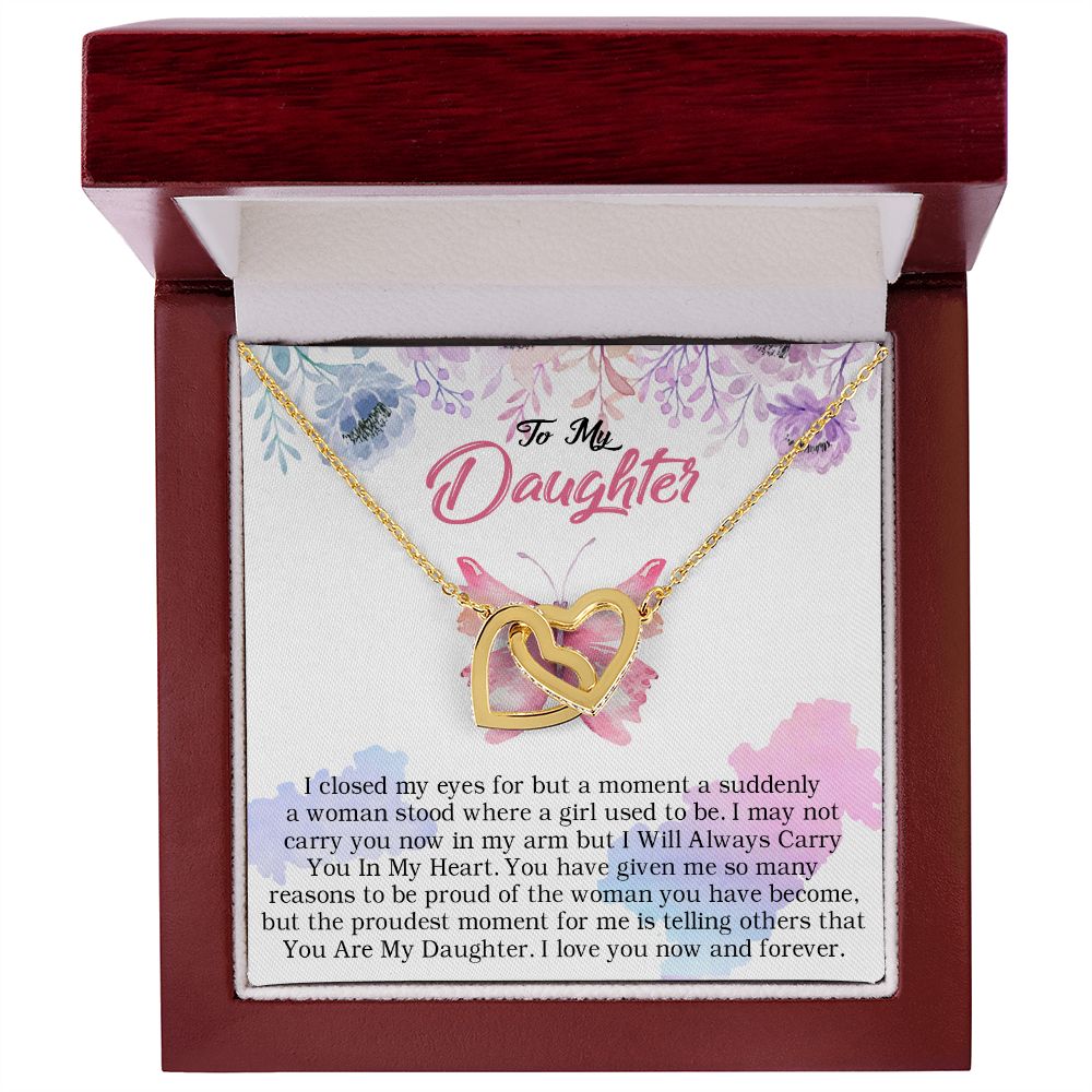 24D Butterfly To My Daughter Necklace, Gift Birthday, Holiday, Daughter Necklace