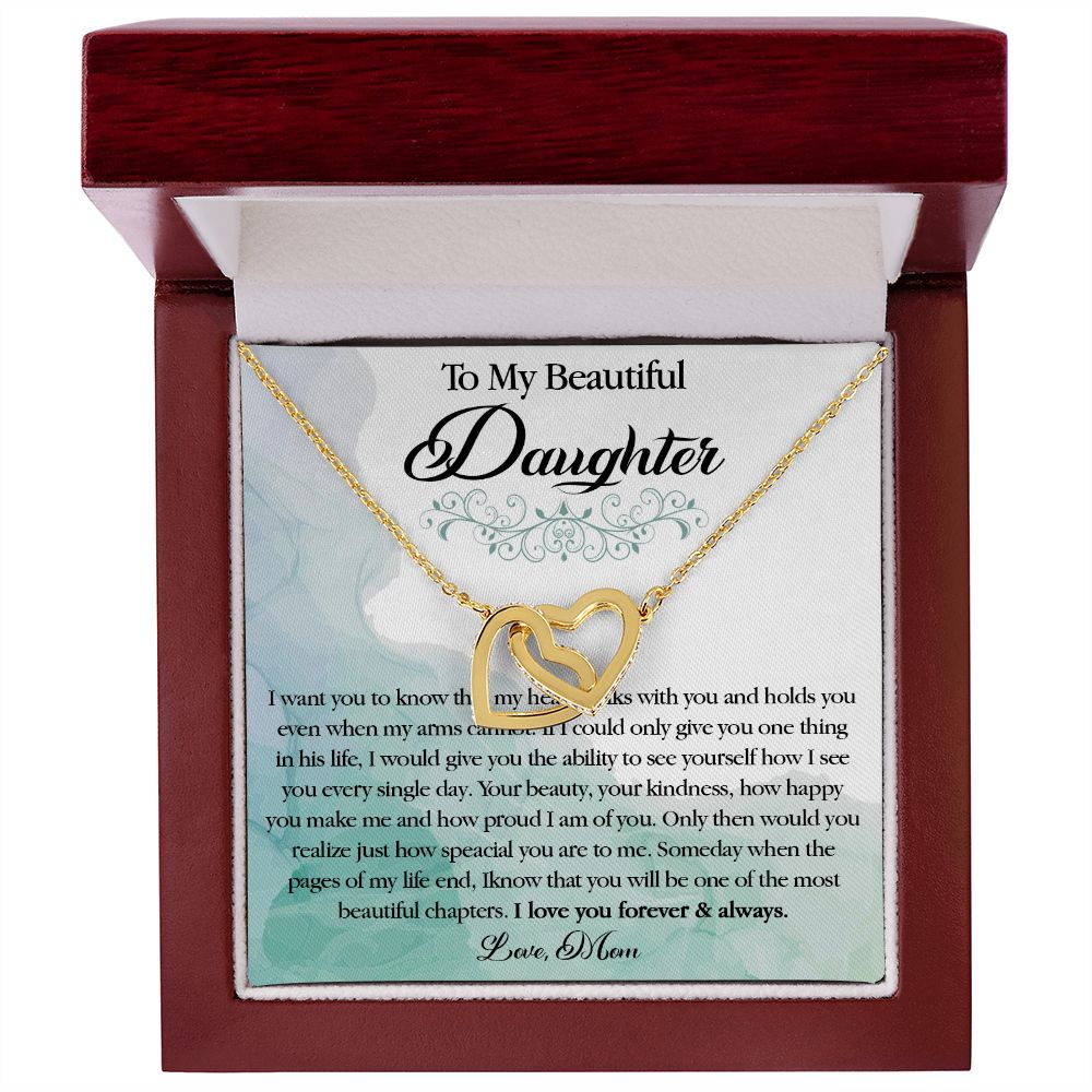 25D To My Beautiful Daughter Necklace, Gift Birthday From Mom For Daughter