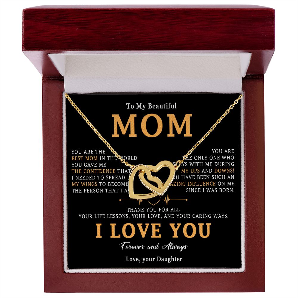 517D To My Beautiful Mom Necklace, Love Mom Gift, Mom Birthday Gift from Daughter