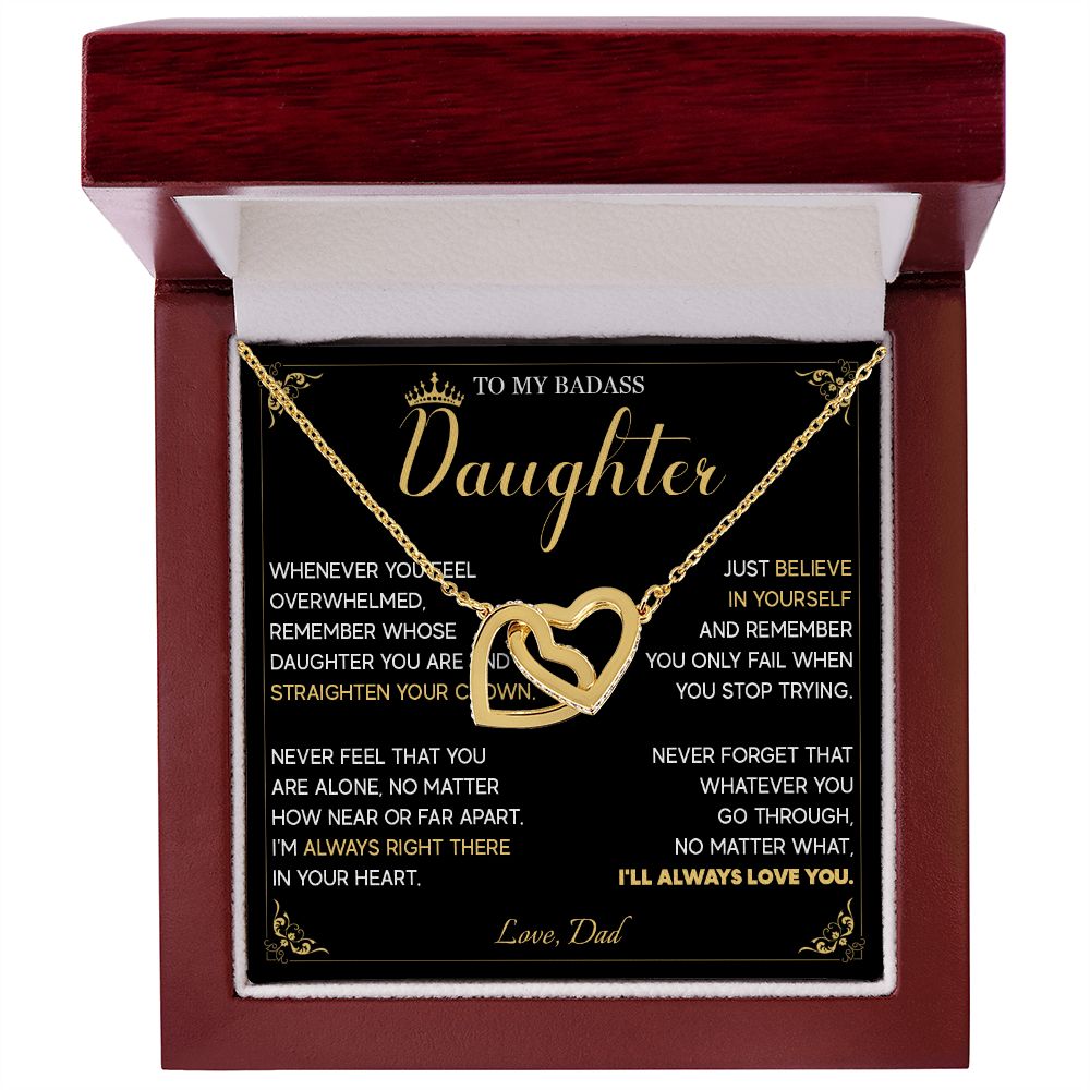513D To My Badass Daughter Crown Necklace, Birthday Gift For Badass Daughter From Dad