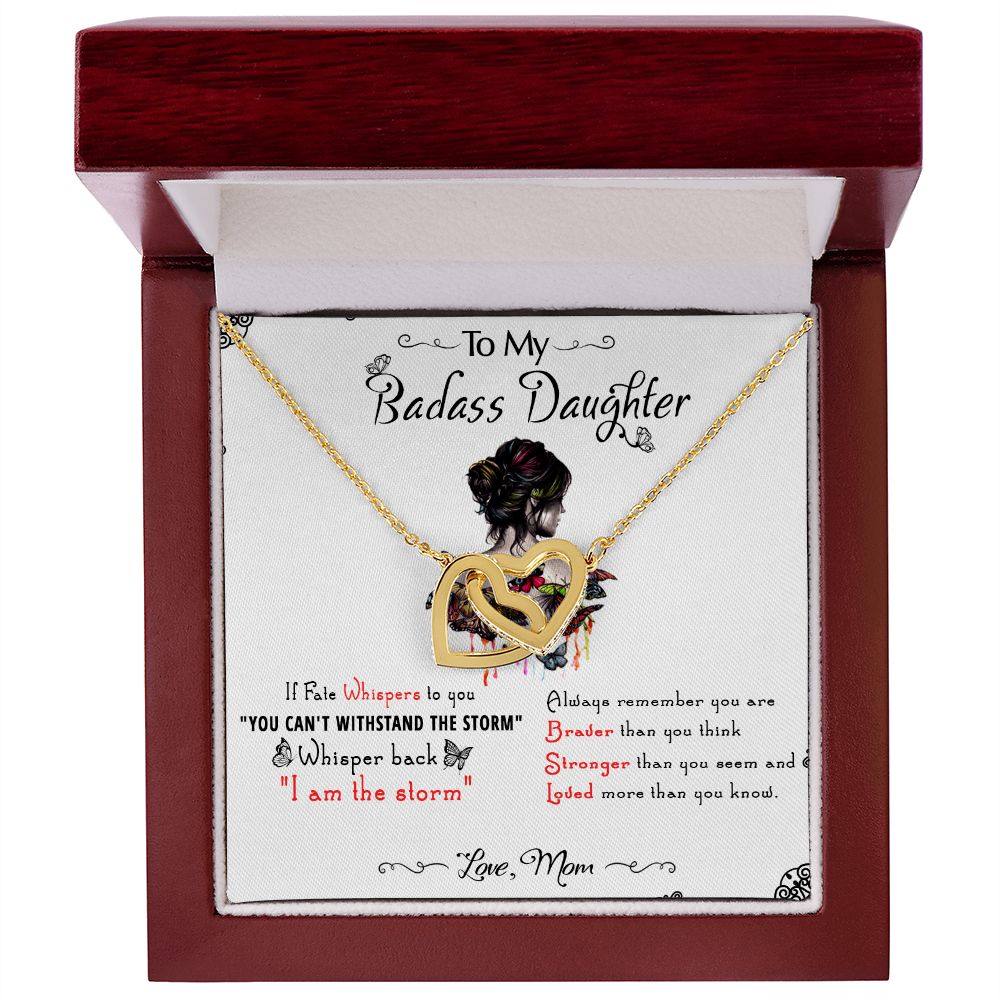 53D To My Badass Daughter, Badass Daughter Necklace From Mom, Birthday Gift