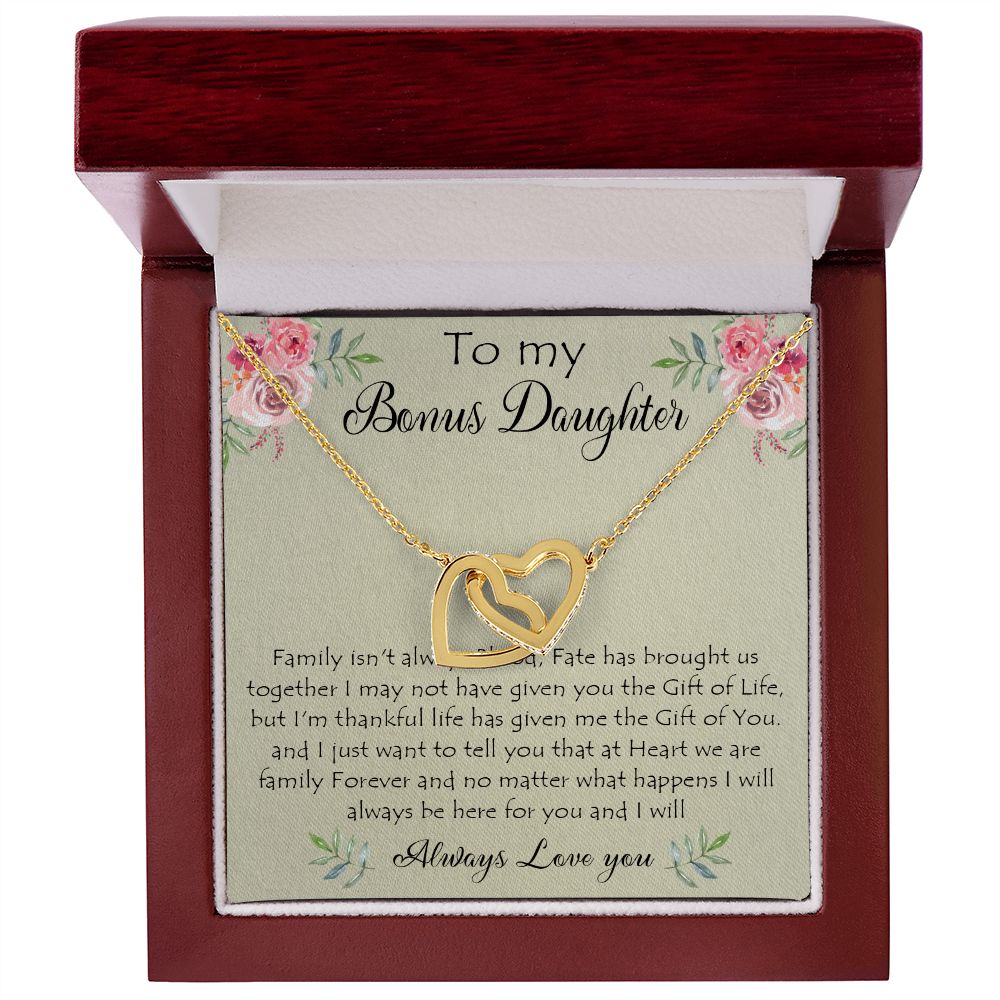 41D To My Bonus Daughter Necklace Gift From Mom Dad, Always Love You, Gift Birthday