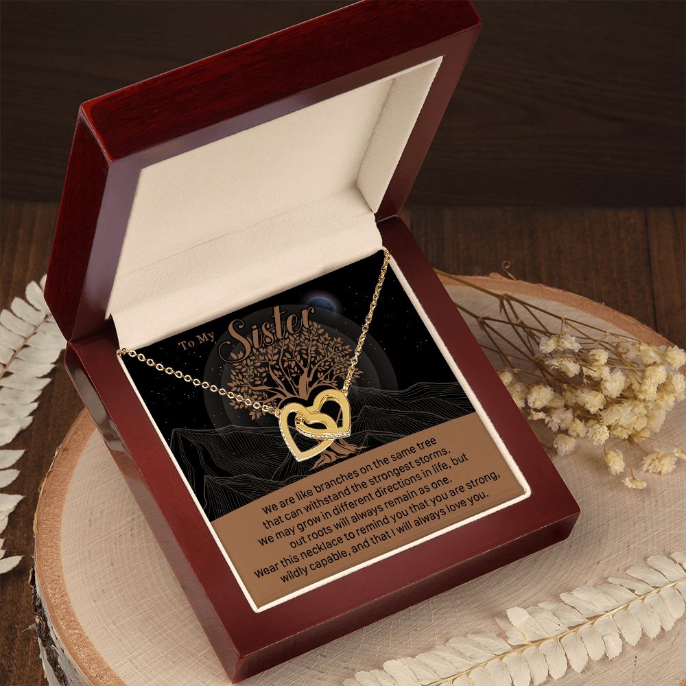 547D To My Sister, Strong Roots Heart Pendant Necklace Gift for Sister Birthday, Xmas