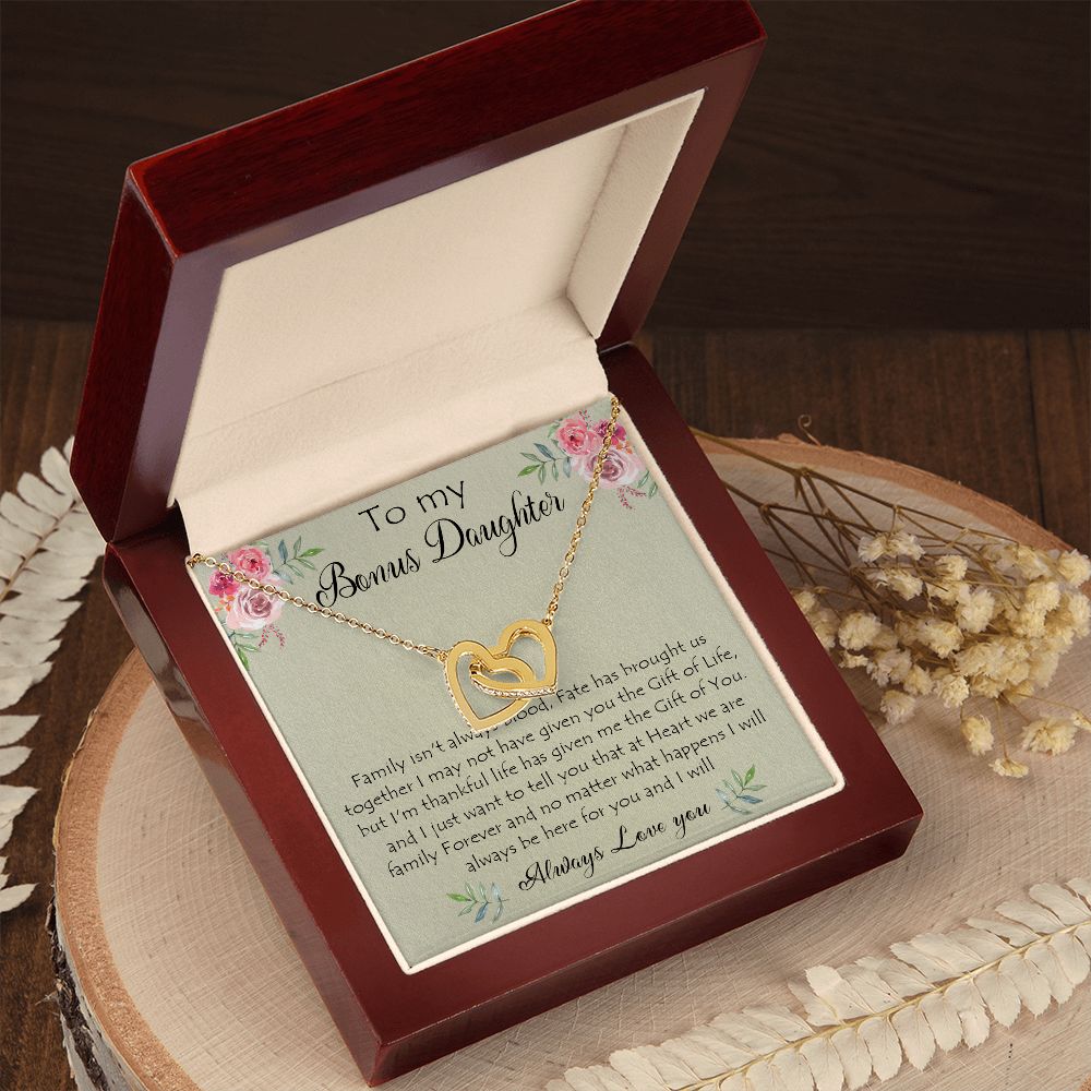 41D To My Bonus Daughter Necklace Gift From Mom Dad, Always Love You, Gift Birthday