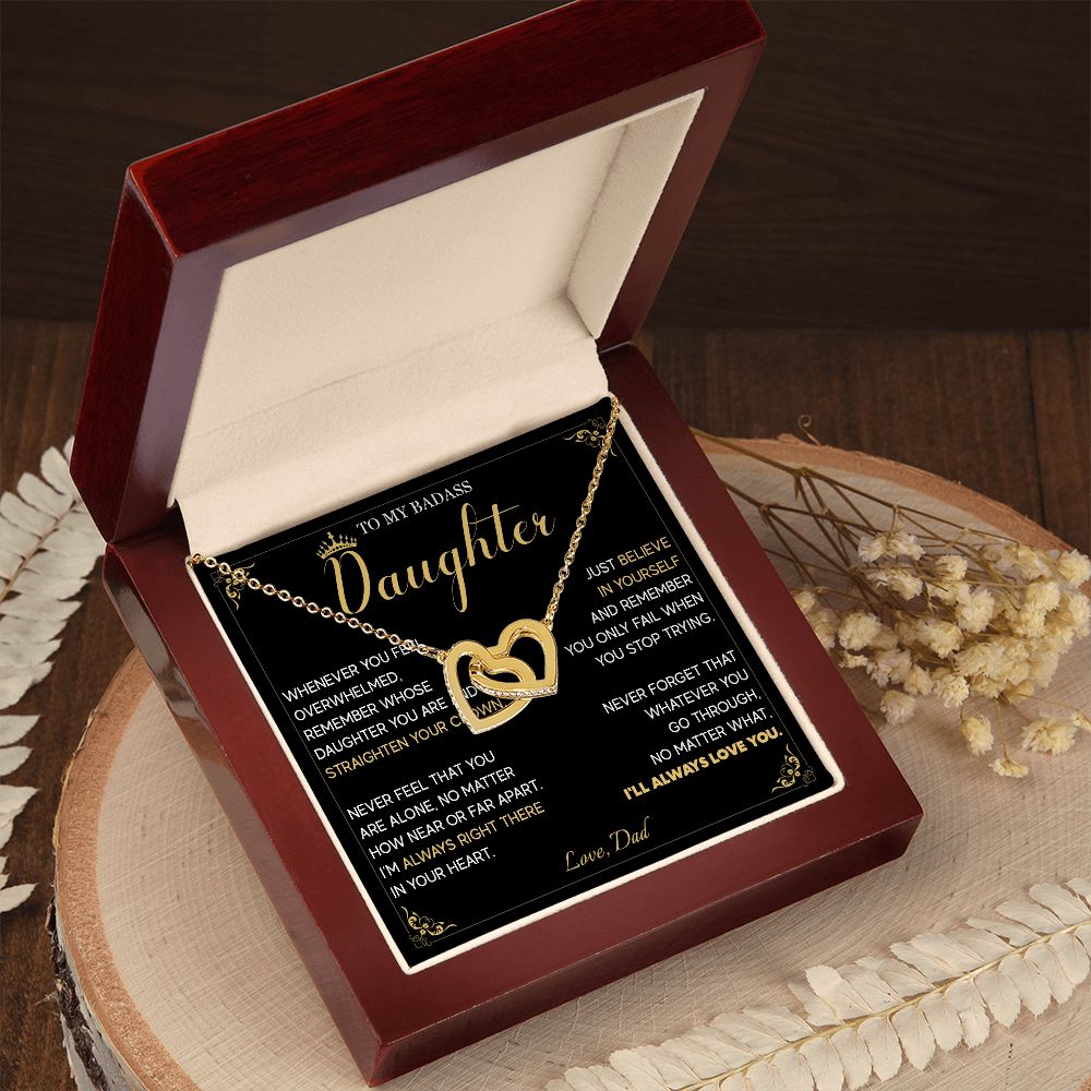 513D To My Badass Daughter Crown Necklace, Birthday Gift For Badass Daughter From Dad