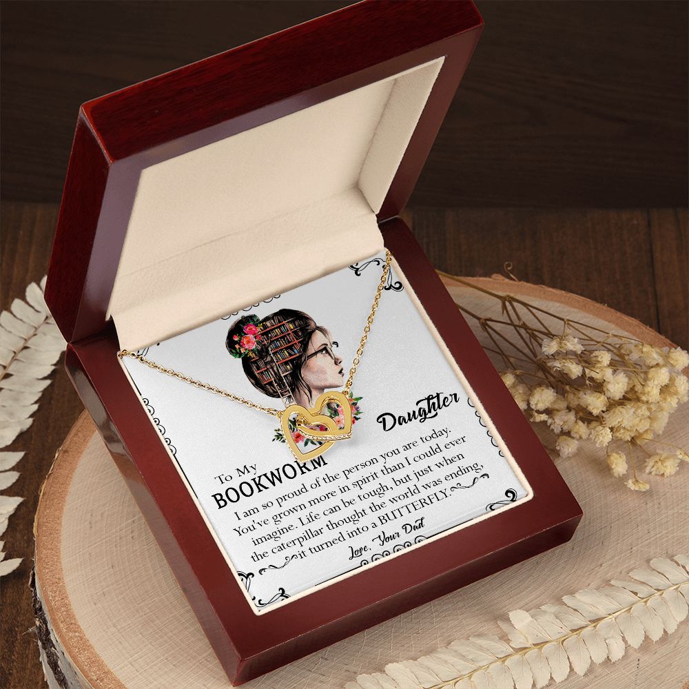 412D To My Bookworm Necklace, Gift Birthday Necklace From Dad For Daughter
