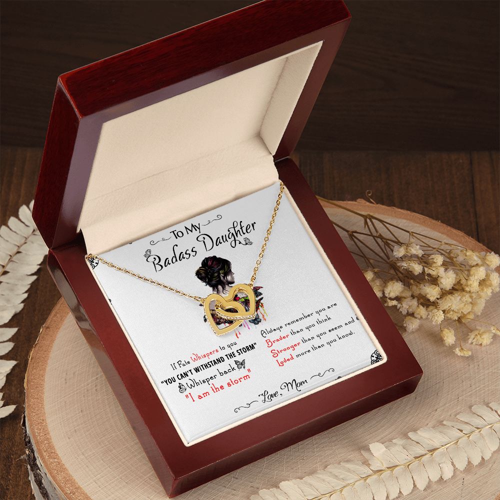 53D To My Badass Daughter, Badass Daughter Necklace From Mom, Birthday Gift