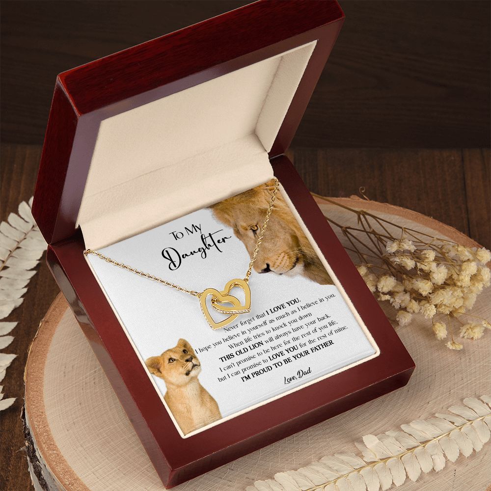 431D To My Daughter Necklace, Xmas Gift For Daughter From Dad, Daughter Father Lion