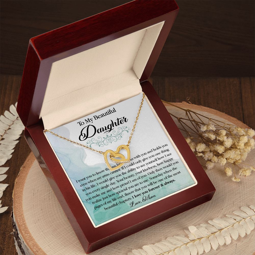 25D To My Beautiful Daughter Necklace, Gift Birthday From Mom For Daughter