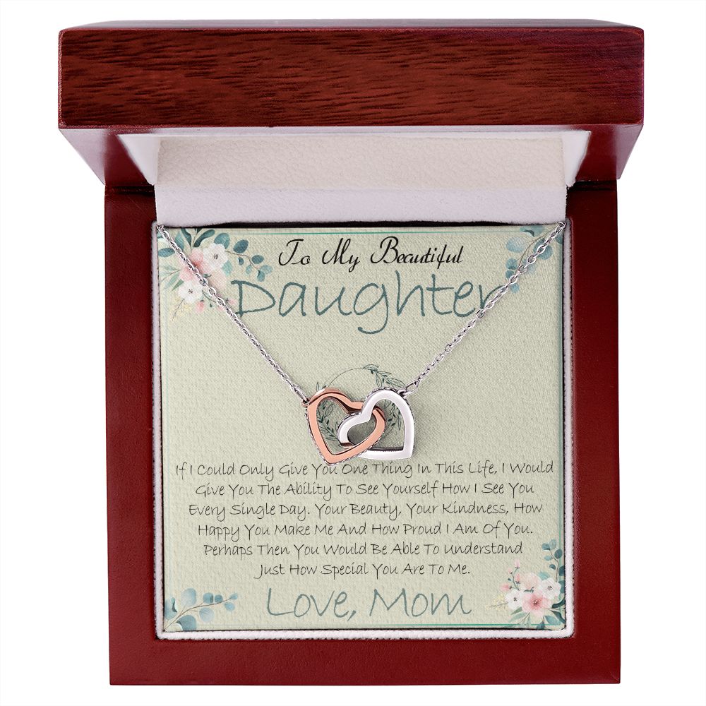 40D Daughter Necklace, To My Beautiful Daughter Necklace Gifts From Mom, Birthday