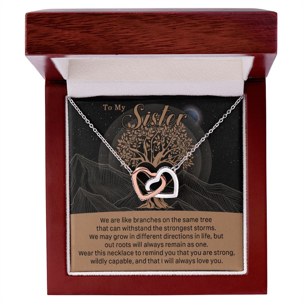 547D To My Sister, Strong Roots Heart Pendant Necklace Gift for Sister Birthday, Xmas