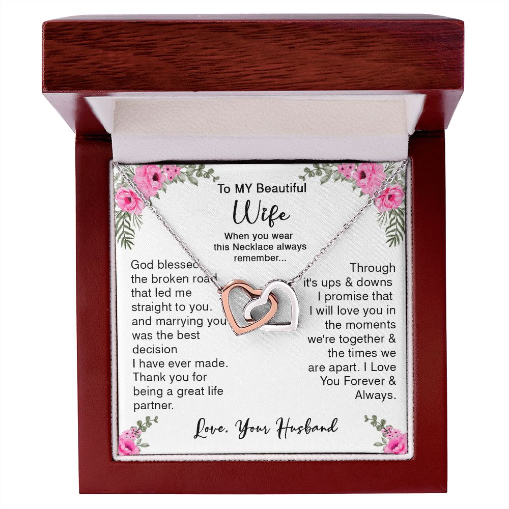 418D To My Beautiful Wife God Bless The Broken Road Necklace Gift from Husband