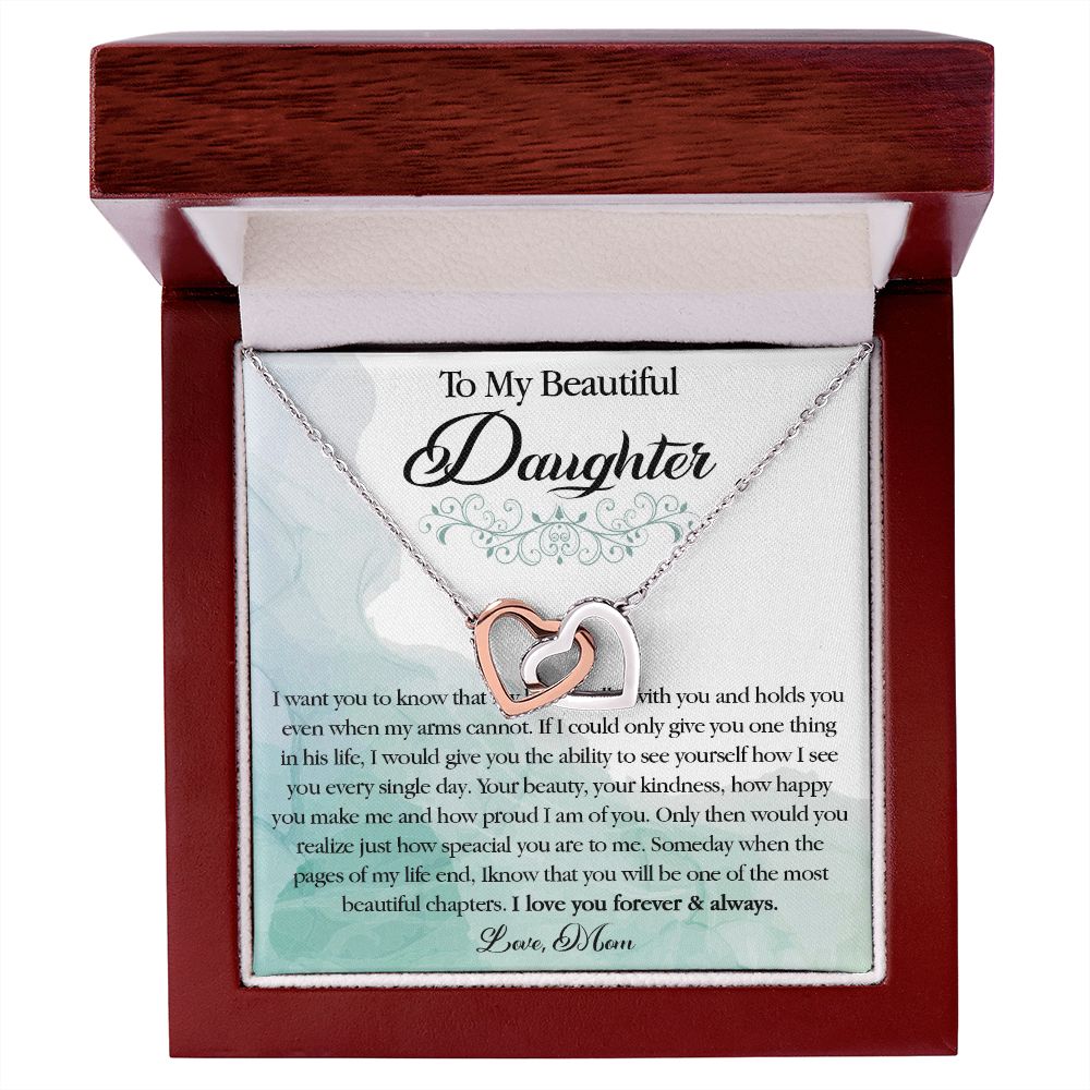 25D To My Beautiful Daughter Necklace, Gift Birthday From Mom For Daughter