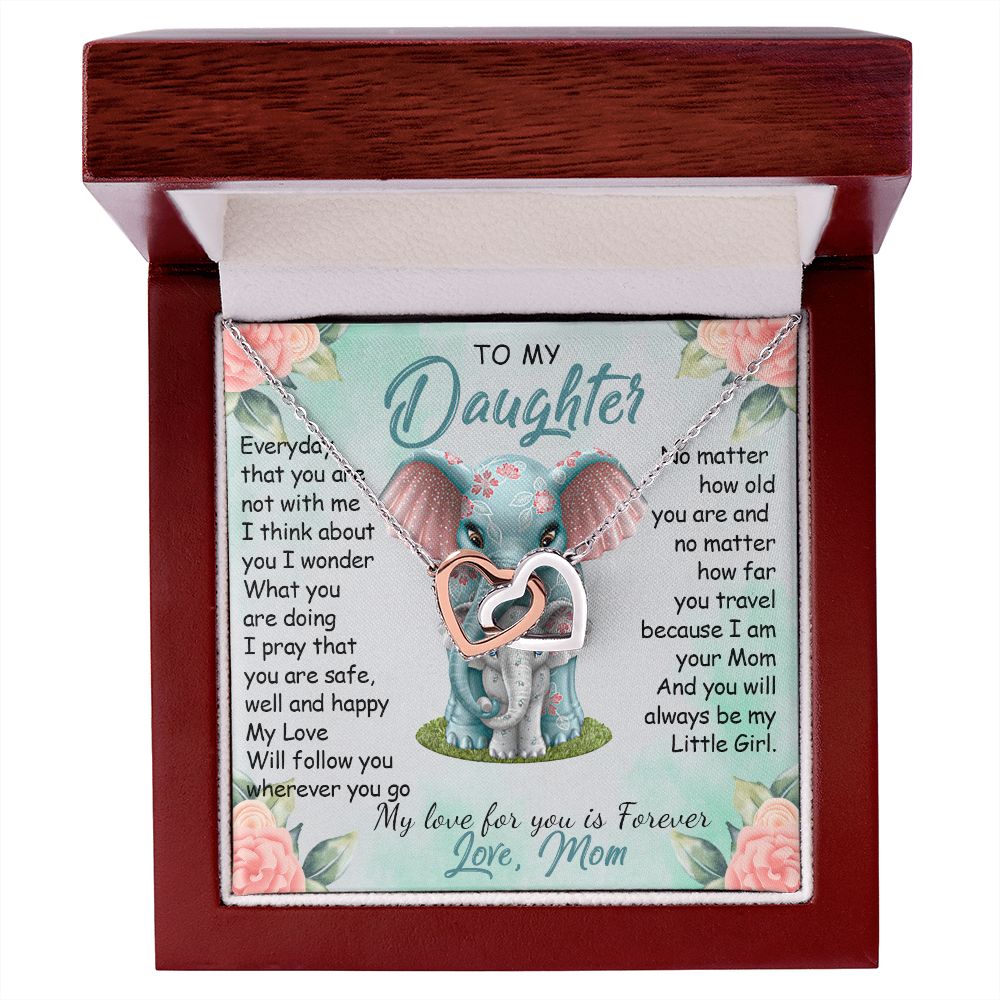 57D To My Daughter Necklace, Gift For Daughter From Mom, Daughter Mother Elephant