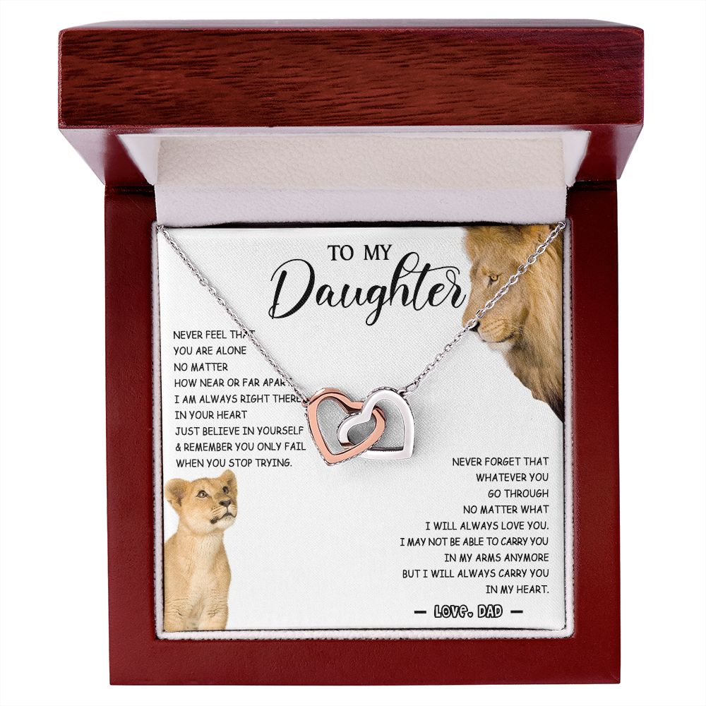 477D To My Daughter Necklace Father to Daughter Birthday Christmas Gift from Lion Dad
