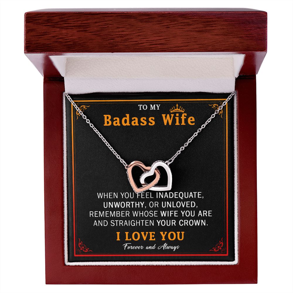 559D Wife Necklace Gift From Husband, Badass Wife Crown Love Knot, Wife Necklace Gift